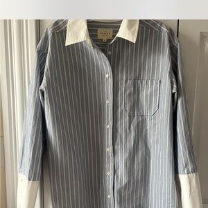 Sézane Blue and White Striped Shirt